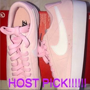 >👧🏻SUEDE BLAZER LOE SD LIGHT PINK WHITE 😍 BRAND CUTE NEW NIKE 4.5 BIG GIRLS